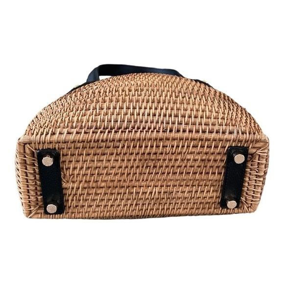 PULICATI Hand Crafted NWT Leather Trim Rattan Satchel Women's Bag - Picture 9 of 10